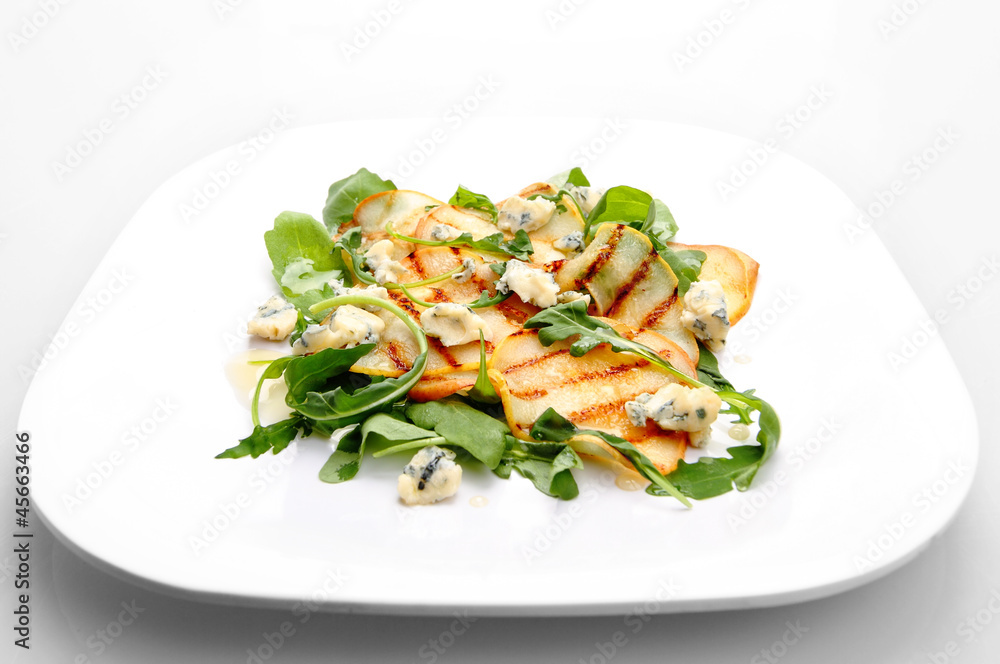 Salad with grilled pears, arugula and blue cheese Salad with grilled pears, arugula and blue cheese