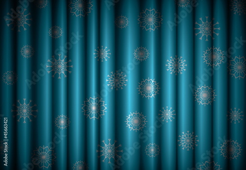 Christmas blue curtain background with snowflakes, EPS10