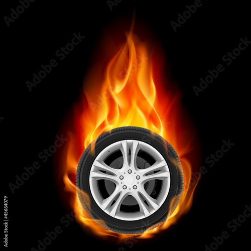 Car Wheel on Fire