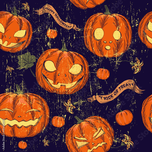 Halloween seamless background with pumpkin.