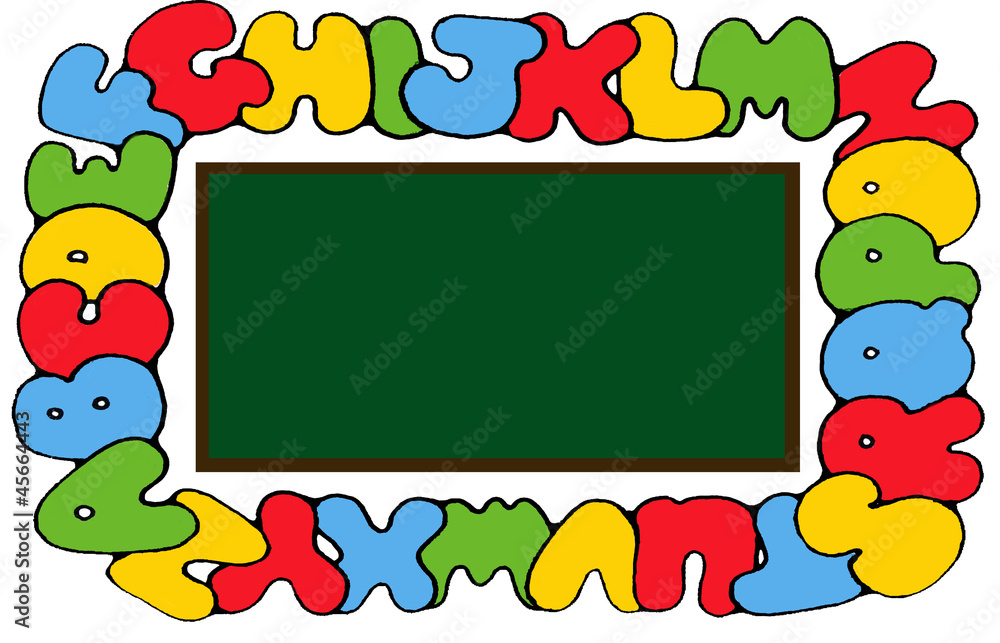 Fototapeta premium Empty school board with alphabet frame