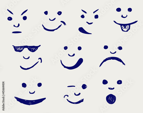 Set of smileys. Doodle style