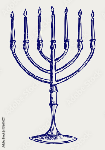 Hanukkah menorah. Doodle style