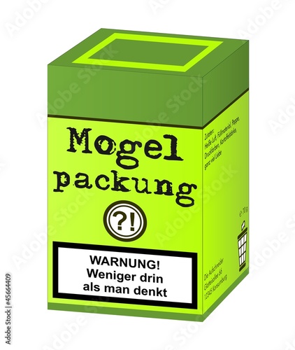 Mogelpackung mit Warnhinweis