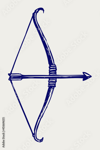 Bow and arrow. Doodle style