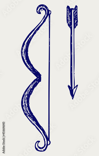 Bow and arrow. Doodle style