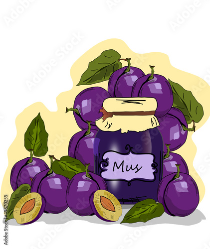 Pflaumen, Obst Illustration