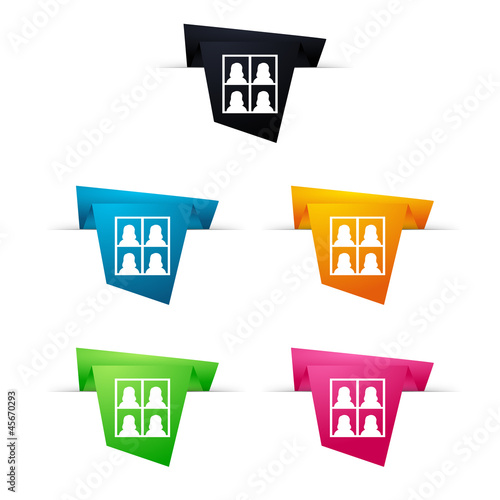 Symbole vectoriel papier origami profil / photo femme