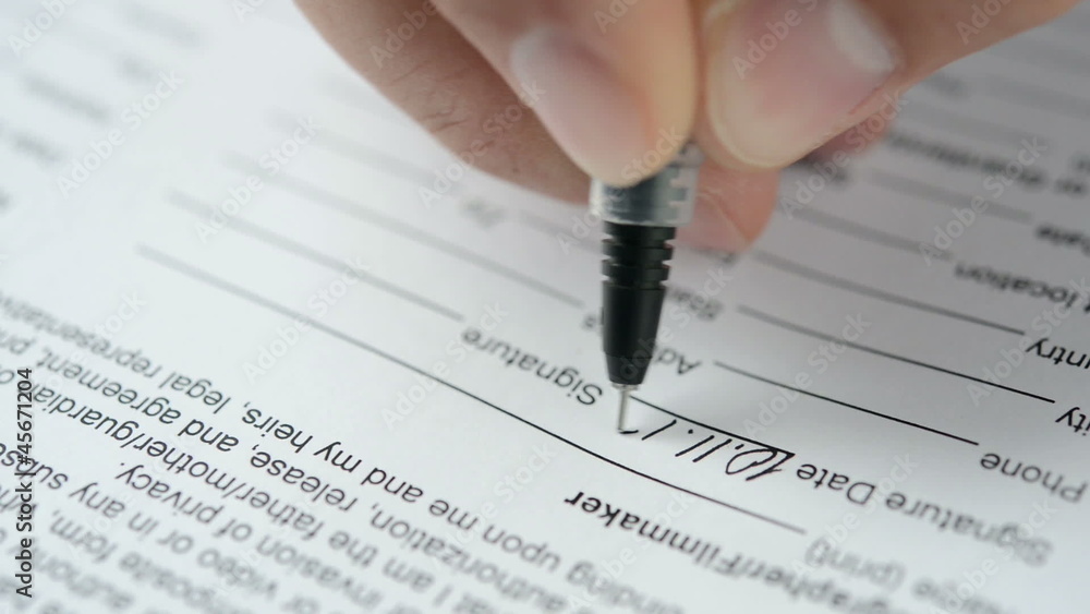 Signing a contract. Close view. HD video Signing a contract. Close view. HD video