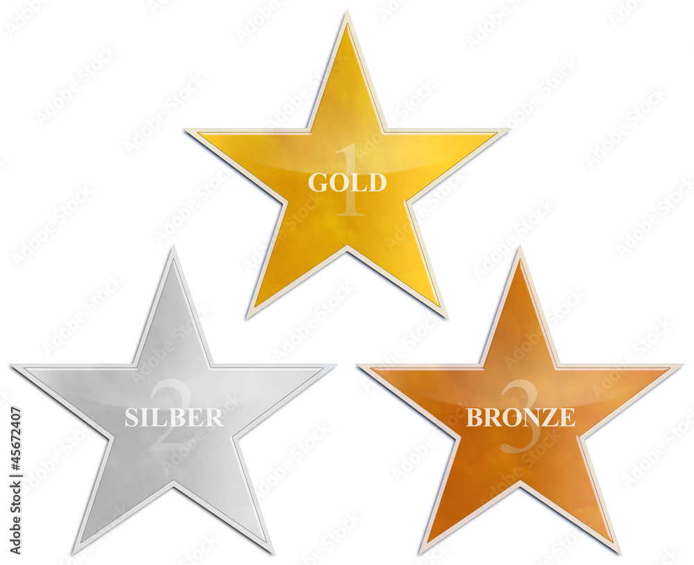 Fototapeta premium STARS *** 1 Gold 2 Silver 3 Bronce