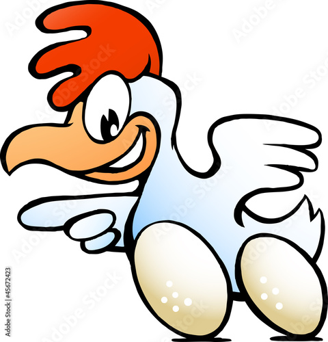 illustration of an hen with eggs mounted under the body