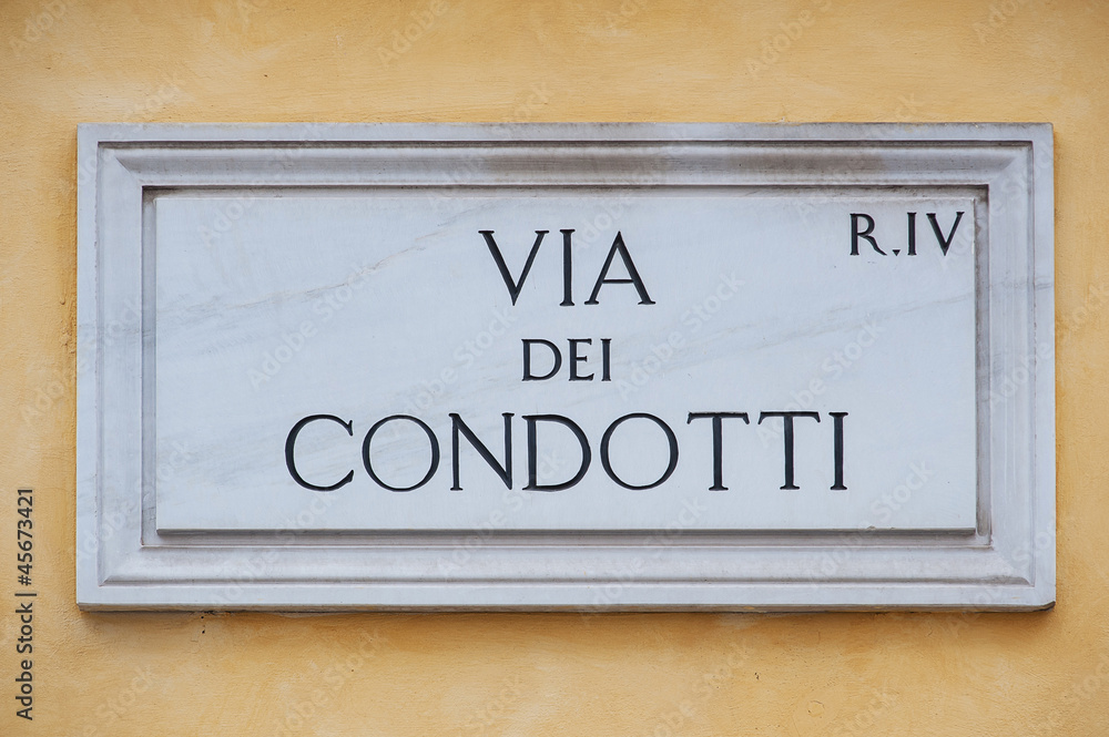 Street plate of famous Via dei Condotti. Rome. Italy. Street plate of famous Via dei Condotti. Rome. Italy.