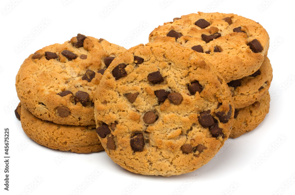 Chocolate pastry cookies isolated on white background Chocolate pastry cookies isolated on white background