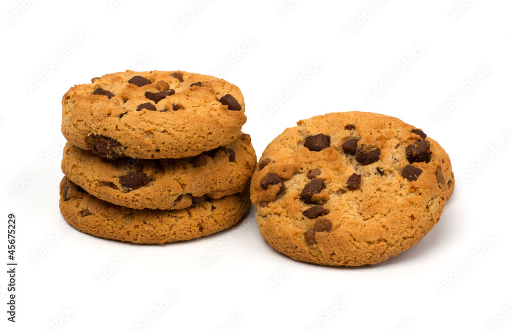 Chocolate pastry cookies isolated on white background Chocolate pastry cookies isolated on white background
