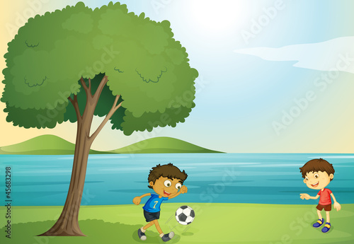 kids playing football