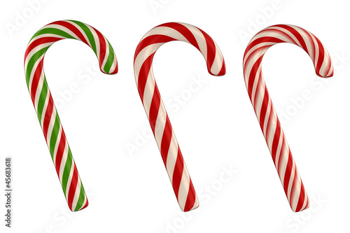 3d render of candy canes isolated on white  background photo