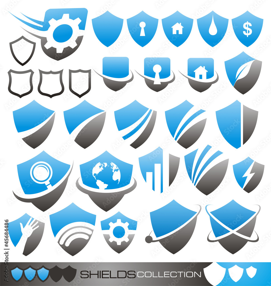 Security shield - symbols, icons and logo concepts collection