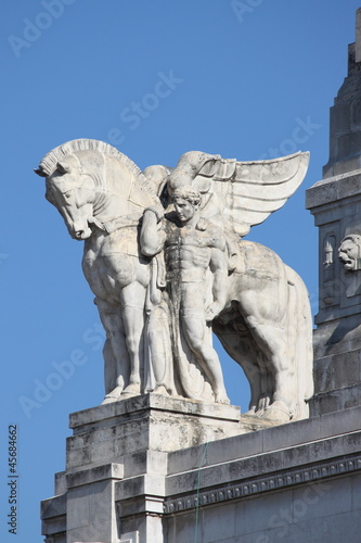 Equestrian statue in Milan central station