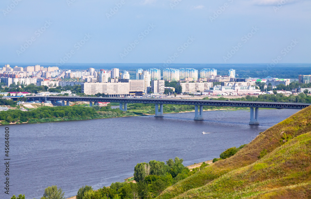 Nizhny Novgorod with Metro Bridge through Oka