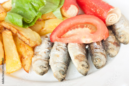 sardine and salad arrangement fresh healthy food
