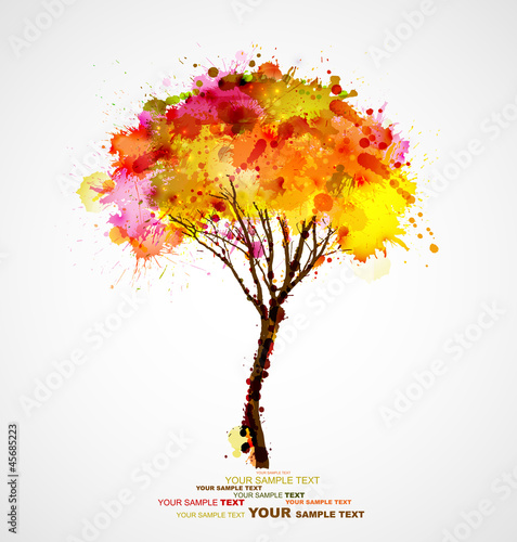 autumn abstract tree forming by blots