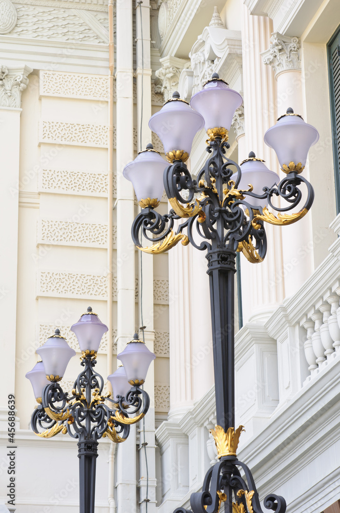 Old style lamppost around garden in Grand Palace,Thailand Old style lamppost around garden in Grand Palace,Thailand