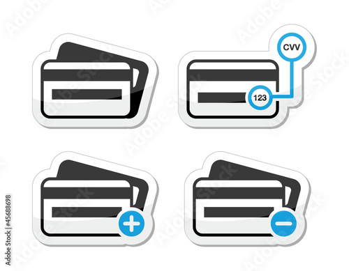 Credit Card, CVV code icons as labels set