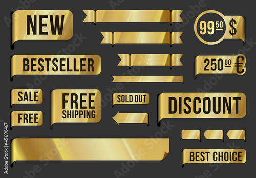 Golden labels and ribbons