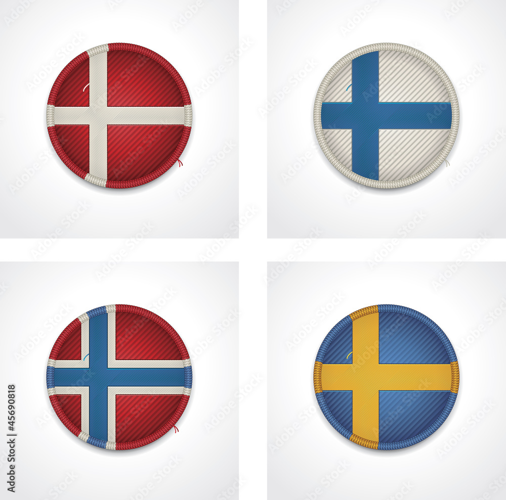Obraz premium Vector flags of countries as fabric badges