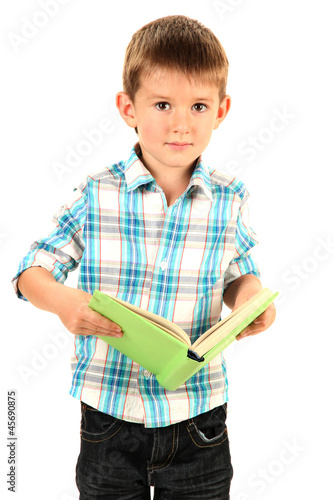 funny little boy with book ...
