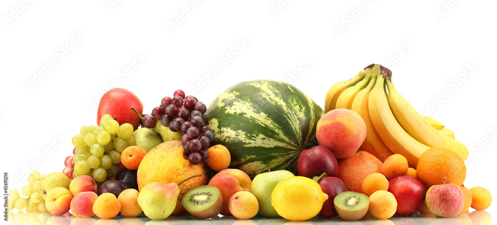 Assortment of exotic fruits isolated on white Assortment of exotic fruits isolated on white