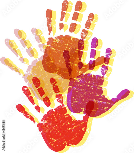 Silhouettes of hands, grungy