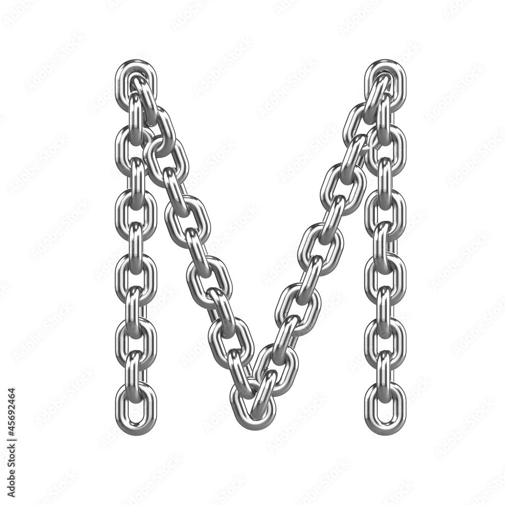 Obraz premium 3d Chain Alphabet Font - M