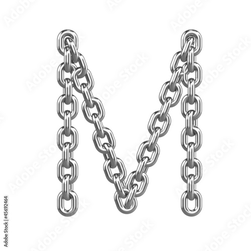 3d Chain Alphabet Font - M