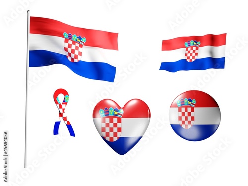 The Croatia flag - set of icons and flags