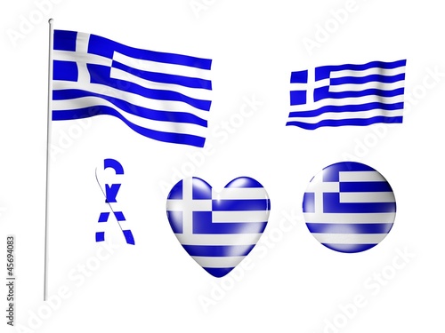 The Greece flag - set of icons and flags