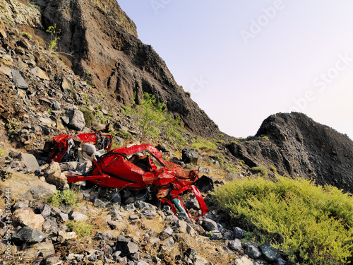 Car Wreckage, Lanzarote, Canary Islands, Spain