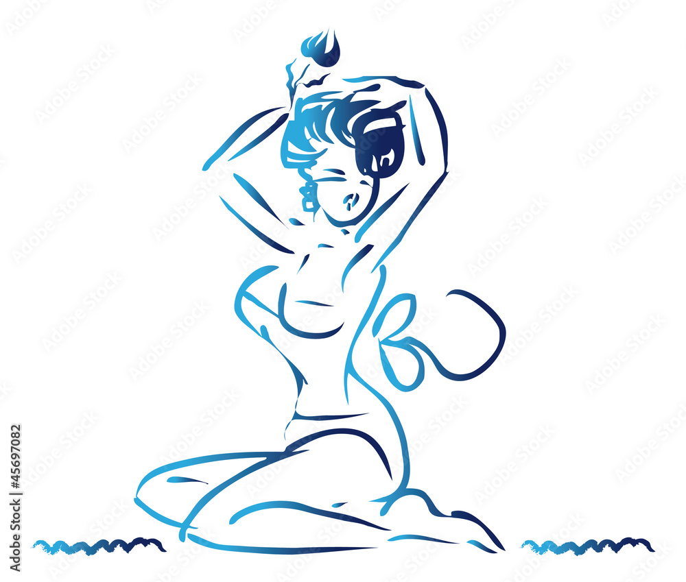 Sexy woman with flower silhouette pin-up retro