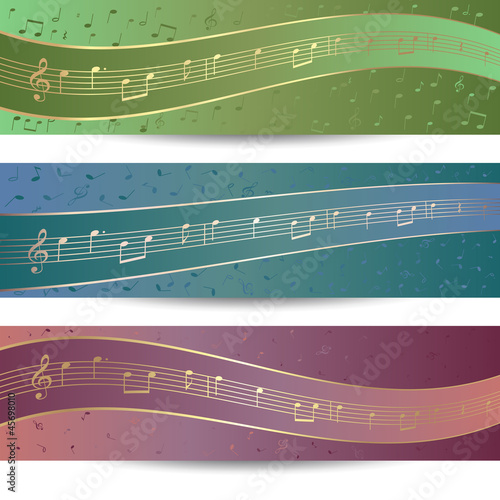 Set of banner template with sheet music