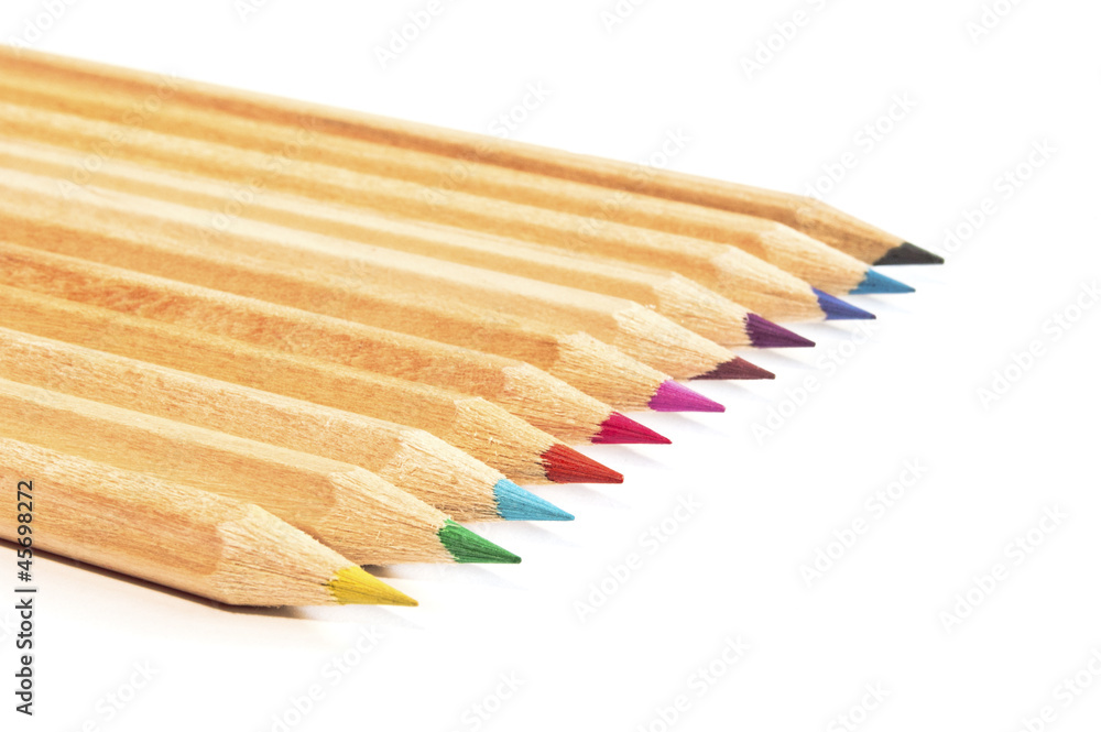 Fototapeta premium Coloring crayon pencils isolated on white background