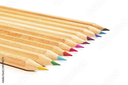 Coloring crayon pencils isolated on white background