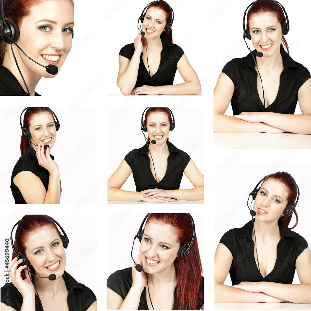 Compilation of a women in a call center Compilation of a women in a call center