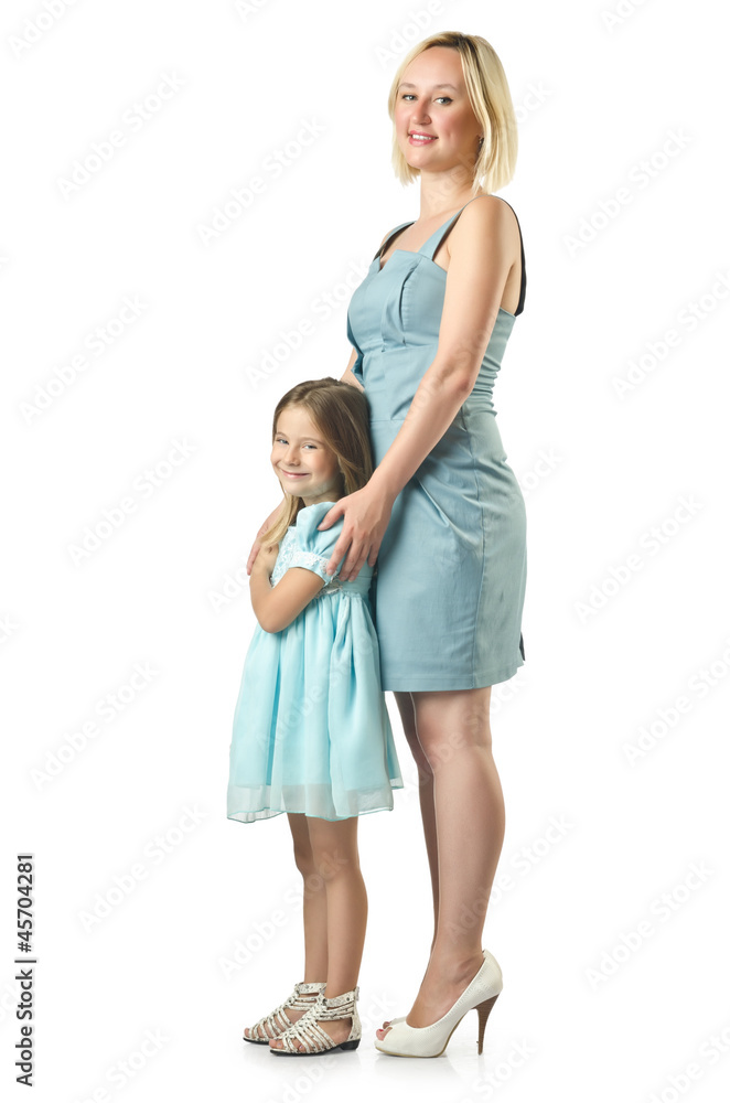 Mother with daughter isolated on white Mother with daughter isolated on white