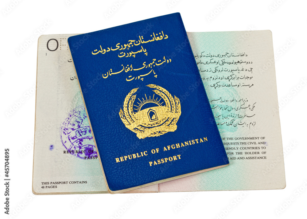 Republic of Afghanistan Passport isolated on white Republic of Afghanistan Passport isolated on white