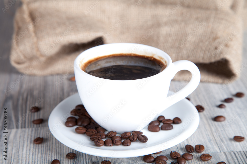 Cup of coffee on black background Cup of coffee on black background