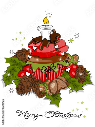 Muffin, Cupcakes Weihnachten Karte