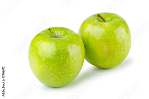 Green apples isolated on the white background