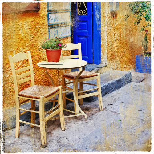 traditional greek tavernas. artistic picture