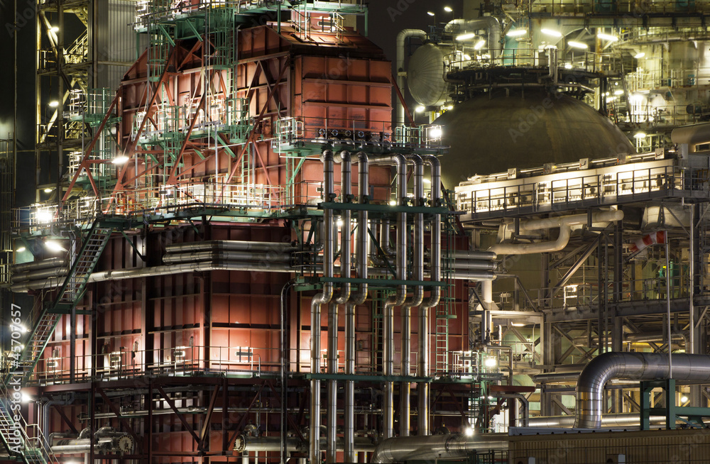 Close-up of an oil-refinery plant