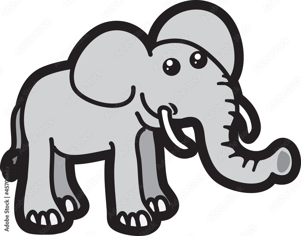 Isolated elephant cartoon character standing Isolated elephant cartoon character standing